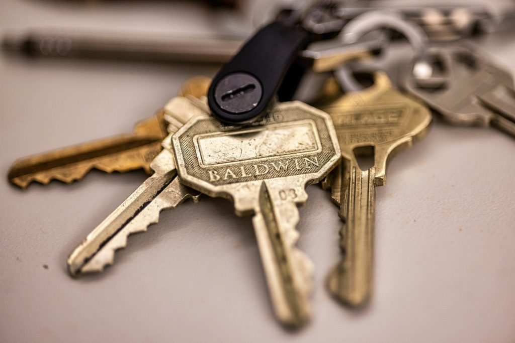 a key chain with a key