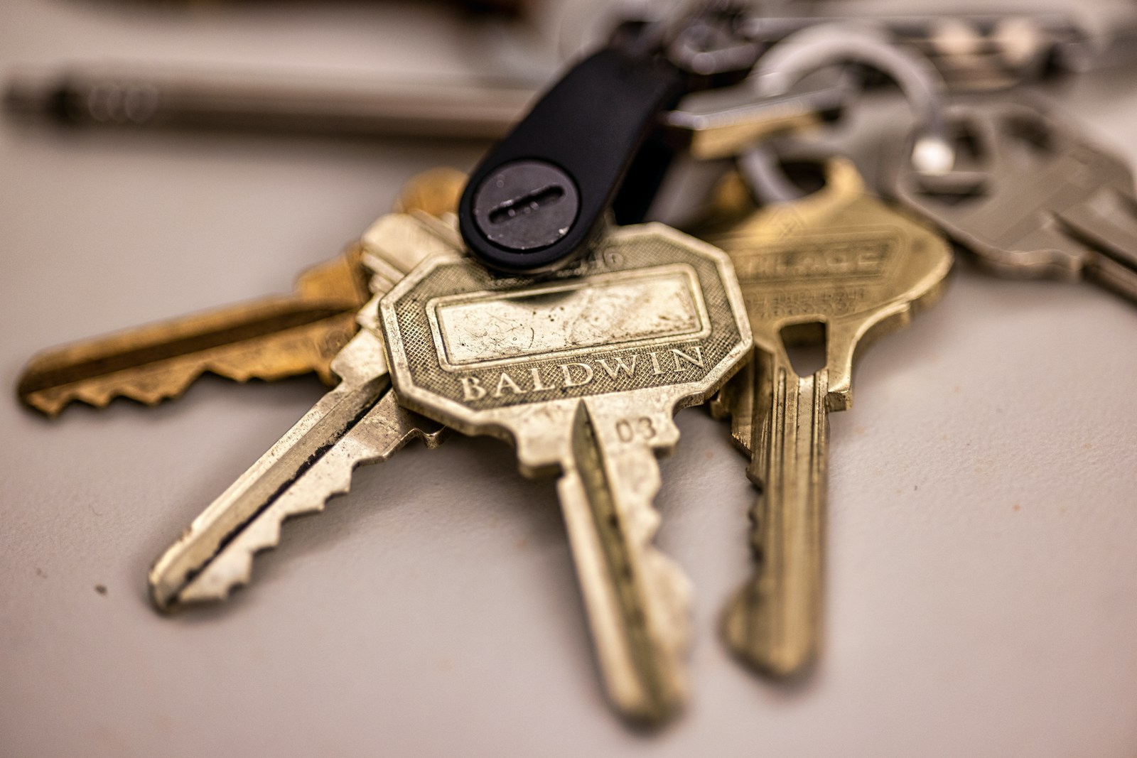 a key chain with a key