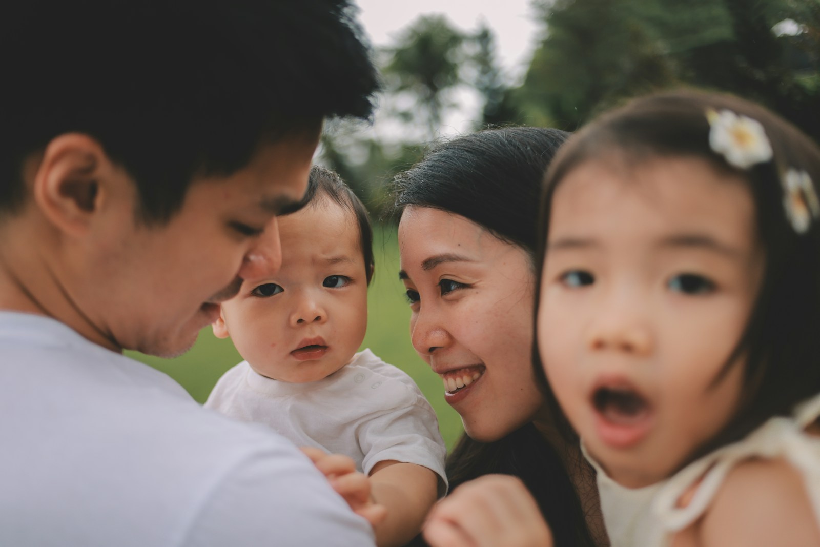 Family with two young children outdoors