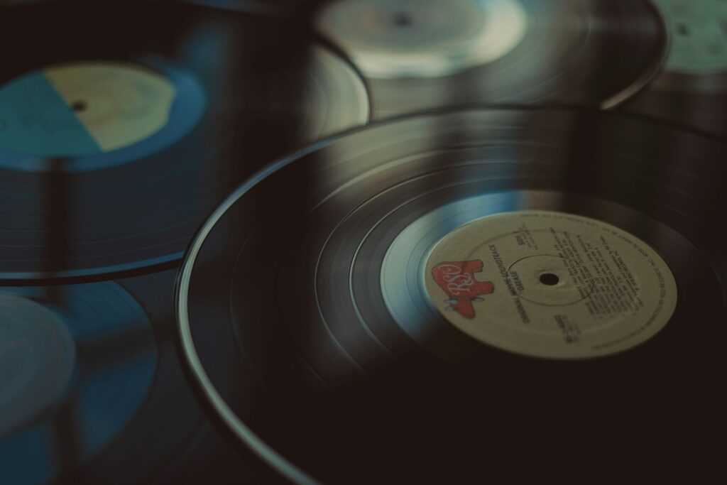 vinyl record on vinyl record player