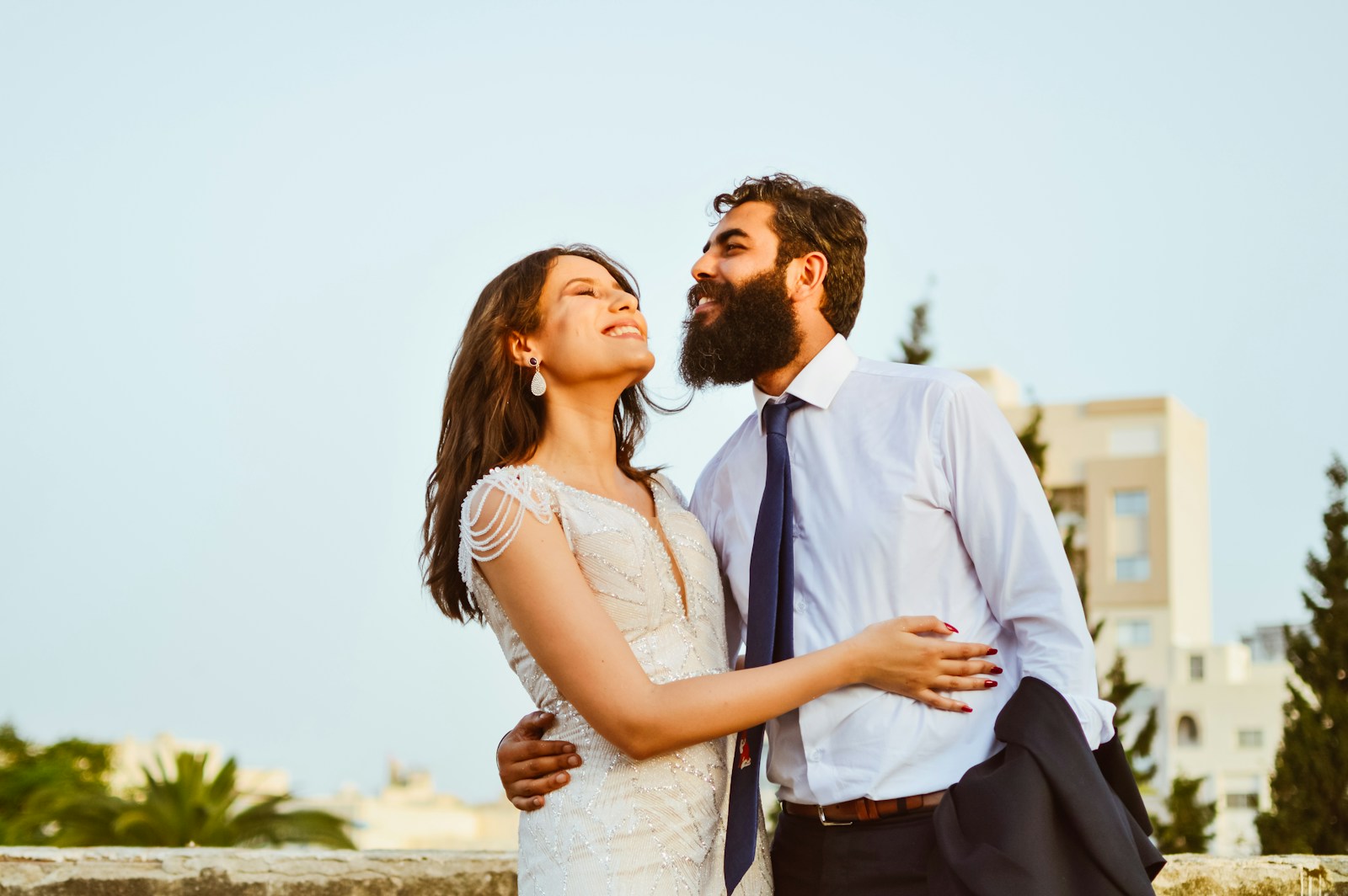 a man and woman kissing