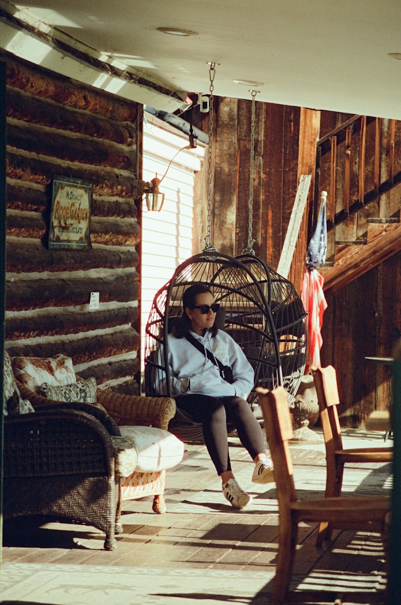 A person sitting in a chair in a room