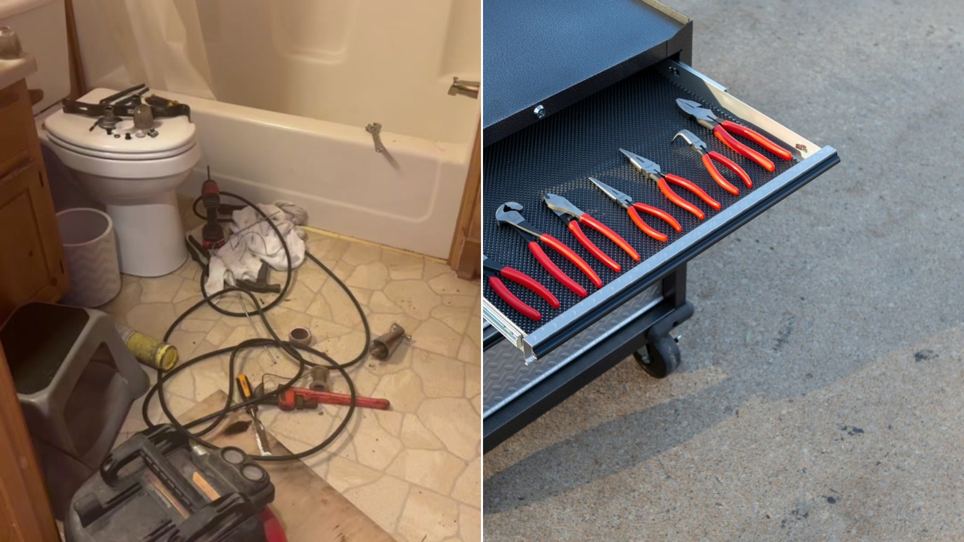 Contractor left tools behind: creator cover beside a tools photo