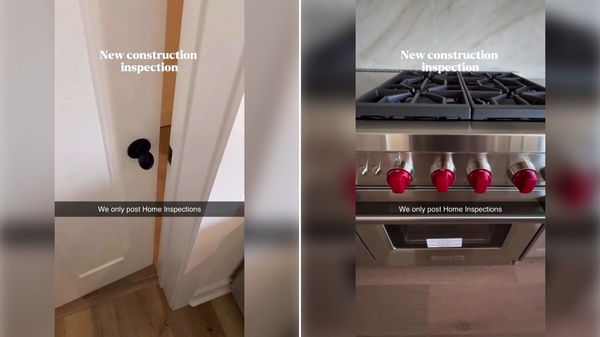 Two stills from an Instagram reel by @homeinspects.