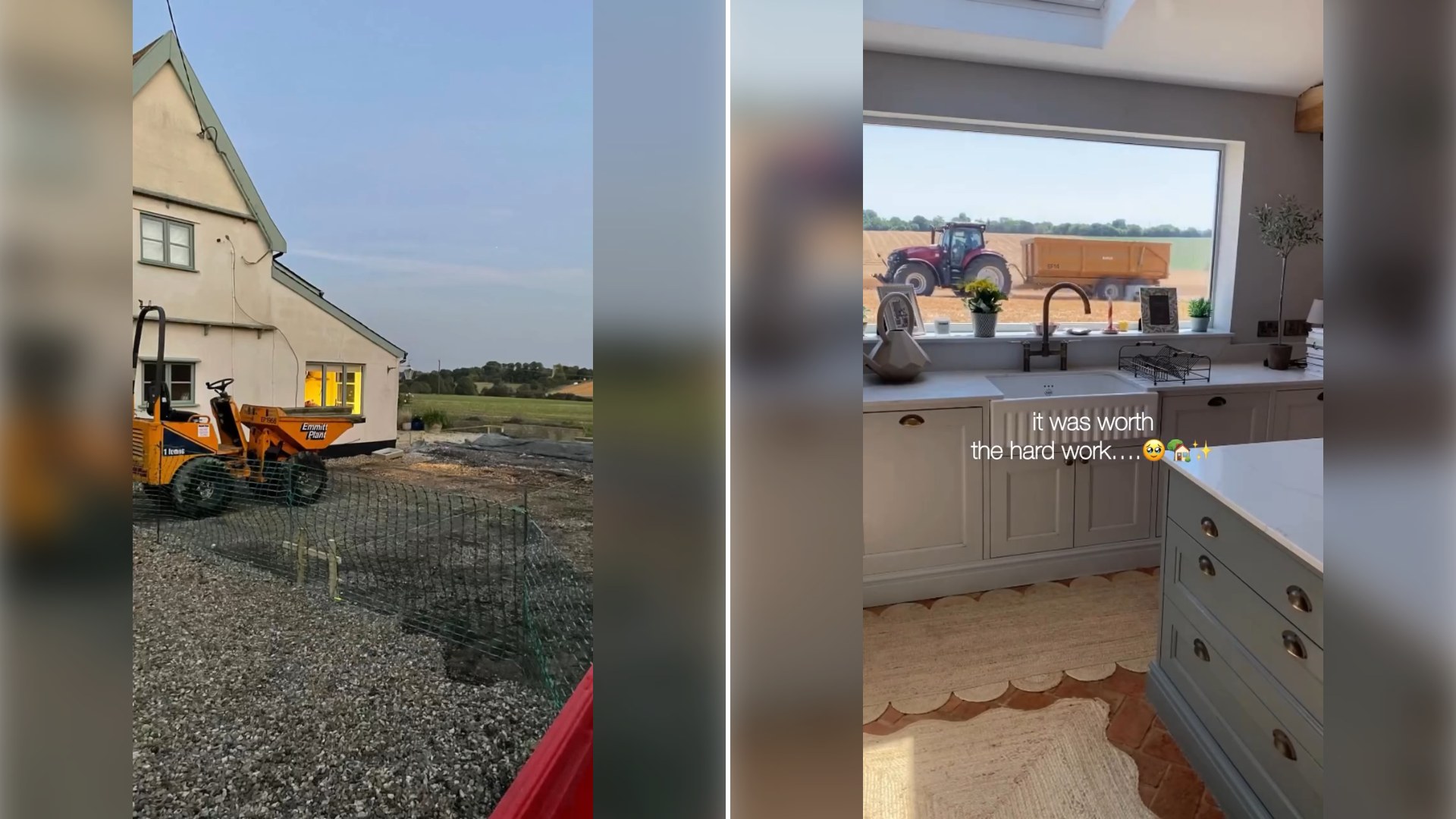 Two stills from an Instagram reel by @cottagebythefield.