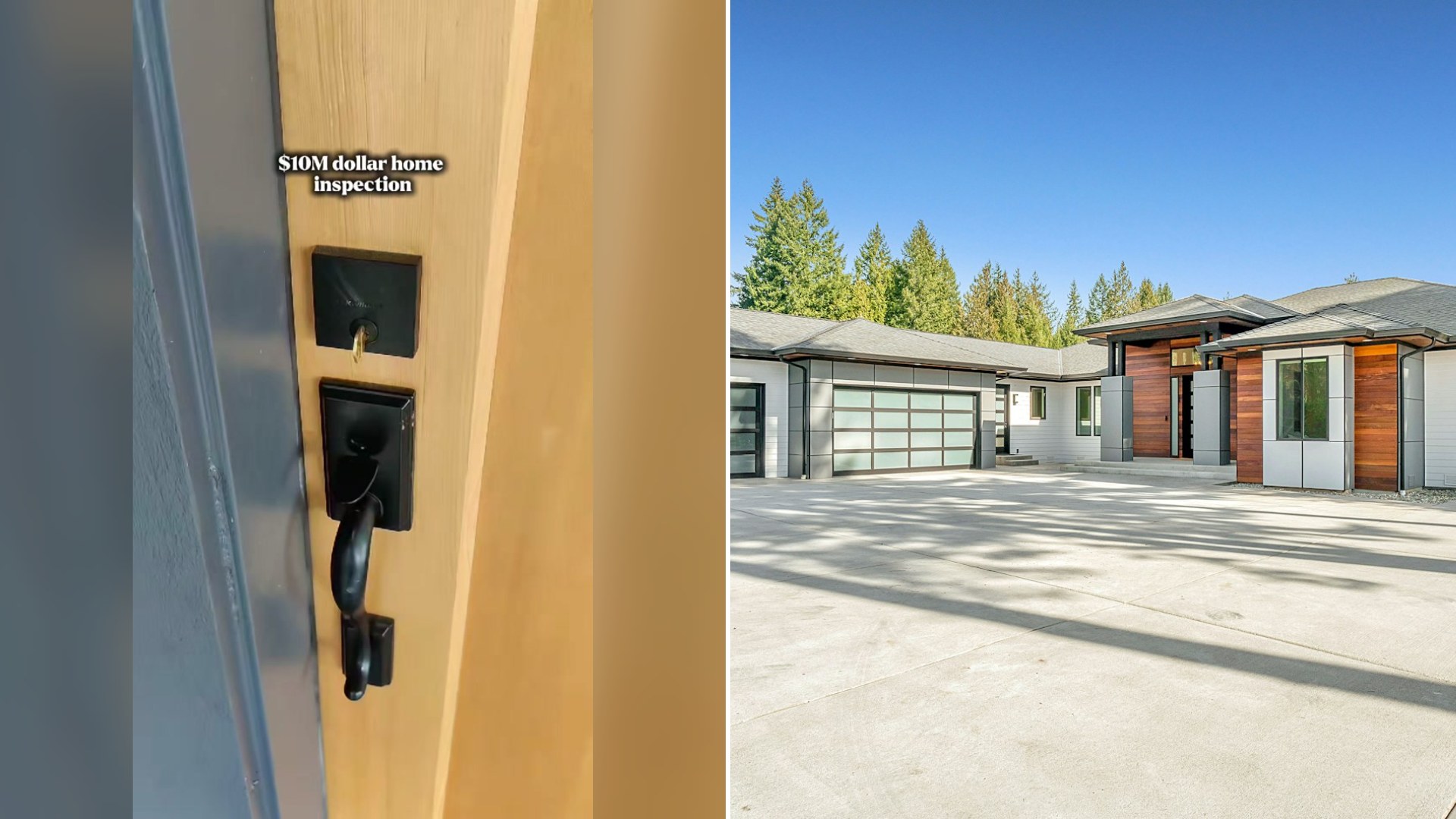 Cover of @homeinspection03's TikTok video beside an Unsplash photo by Zac Gudakov of the front of a large luxury home with trees under a blue sky