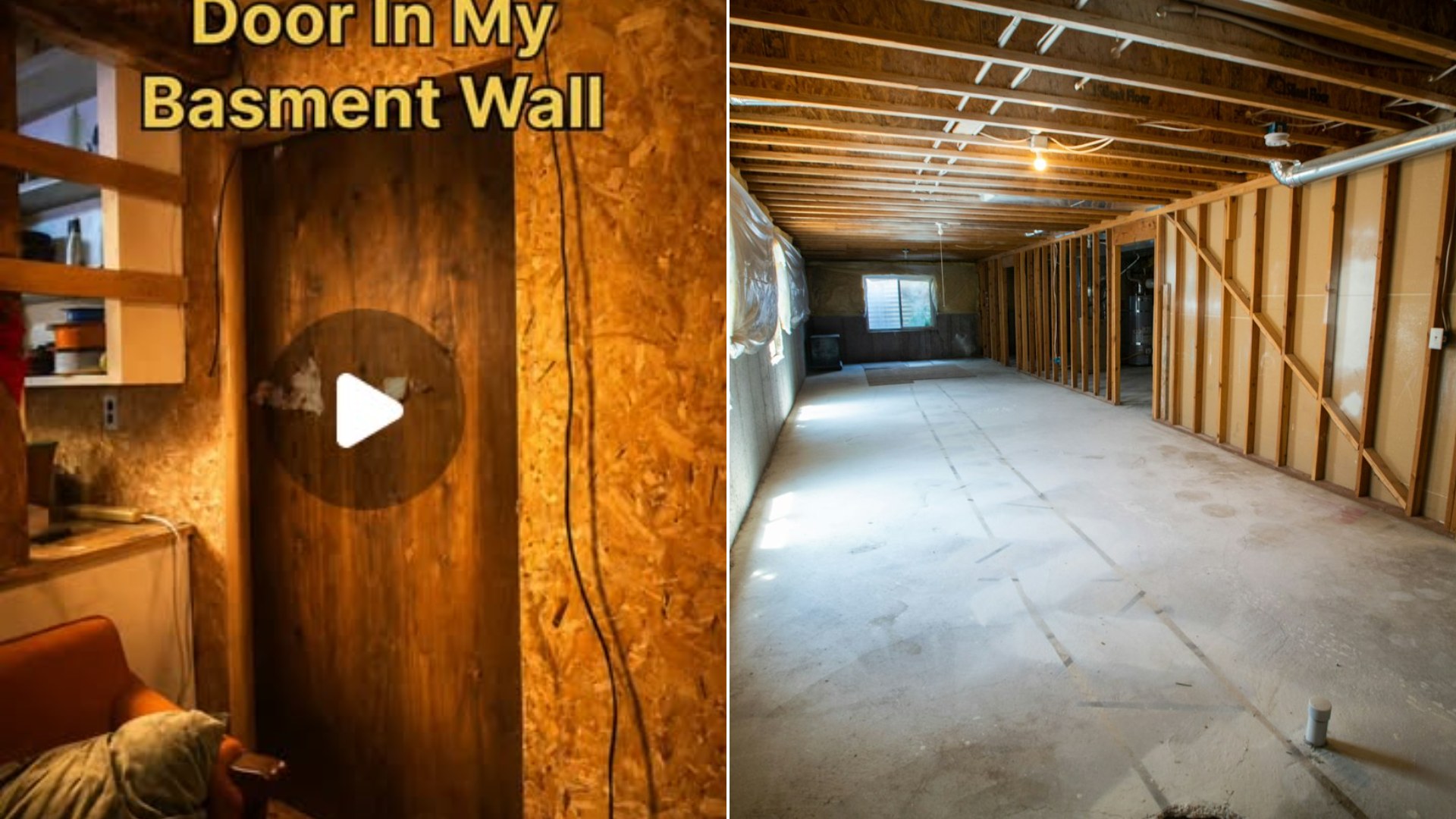 Wooden door in a basement