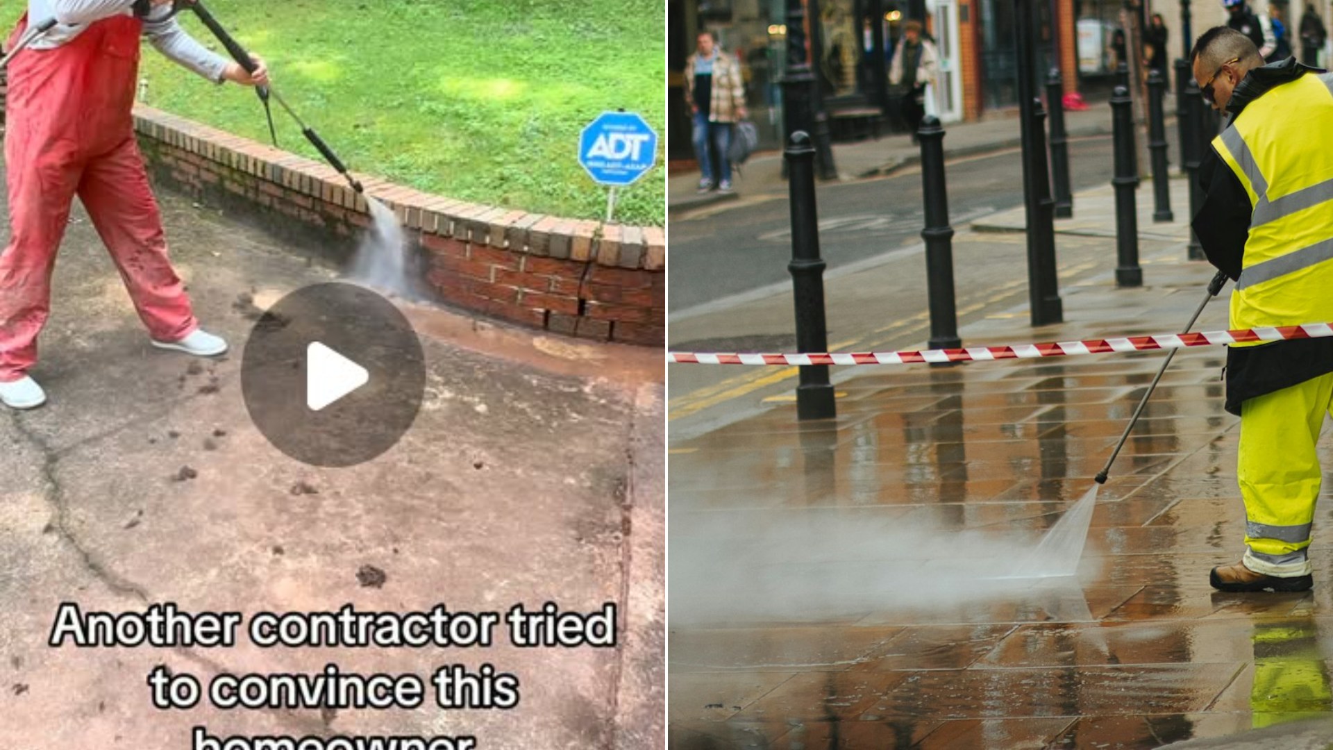 Man using a pressure washer