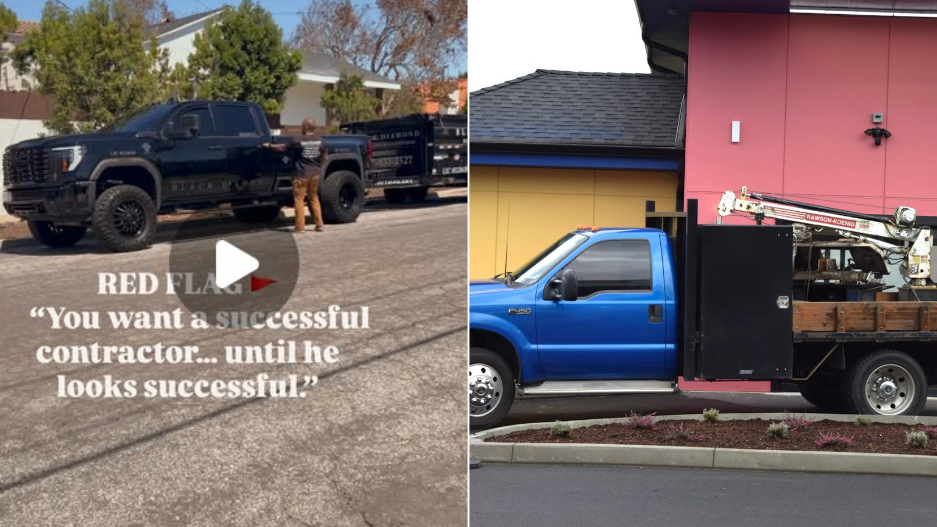 Work truck parked outside a building