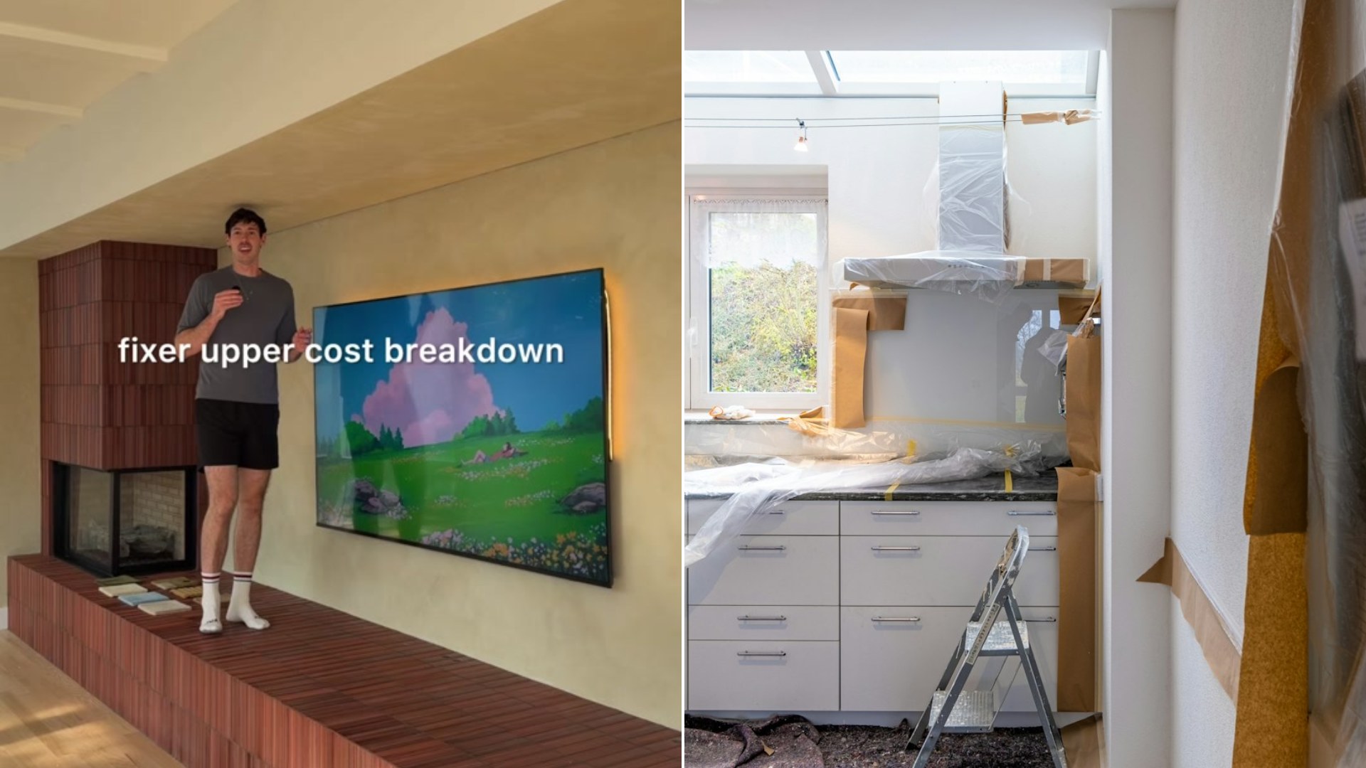 Home renovation cost breakdown: creator cover beside a renovation photo