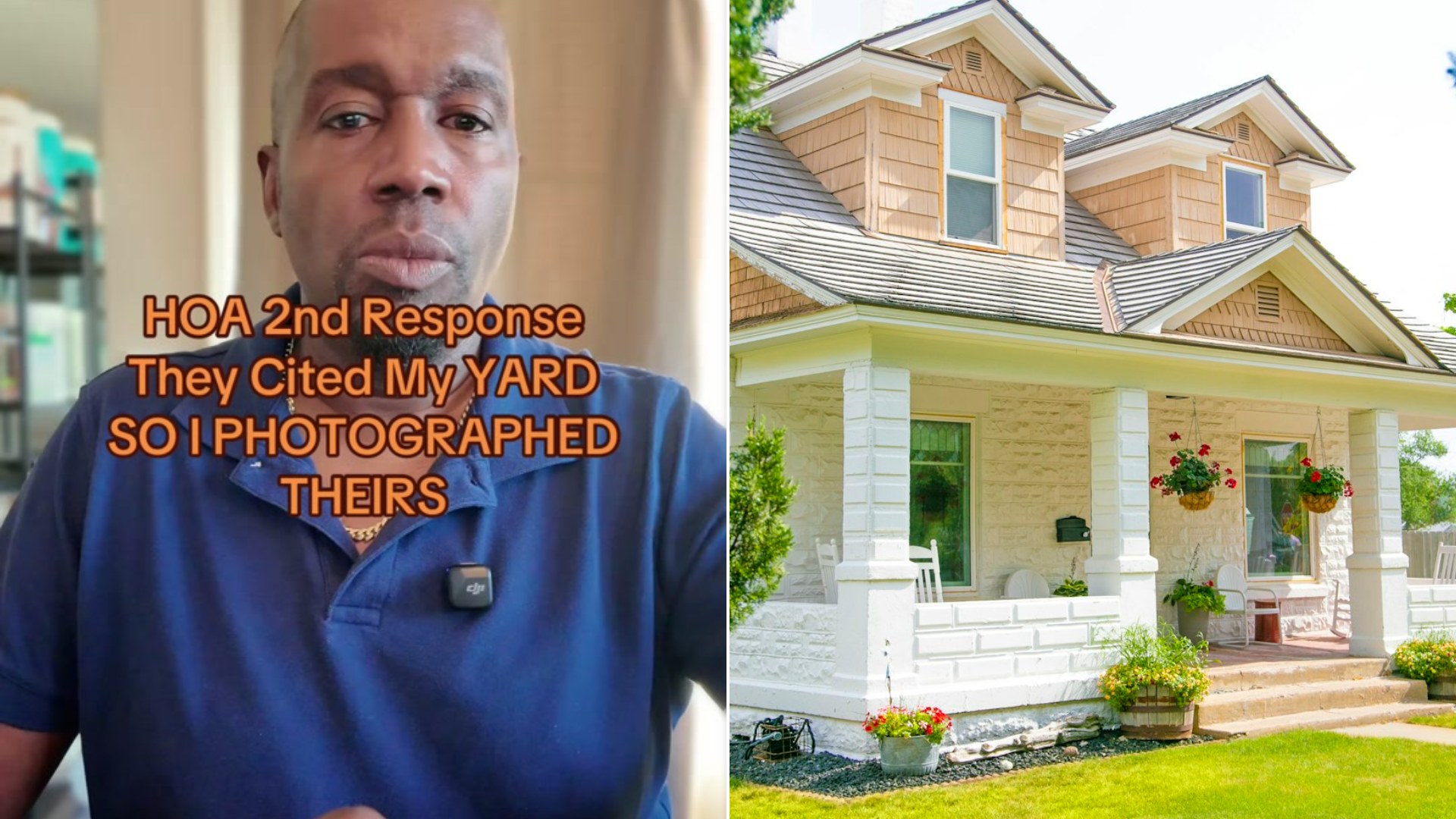 HOA yard citation story: creator cover beside a yard photo