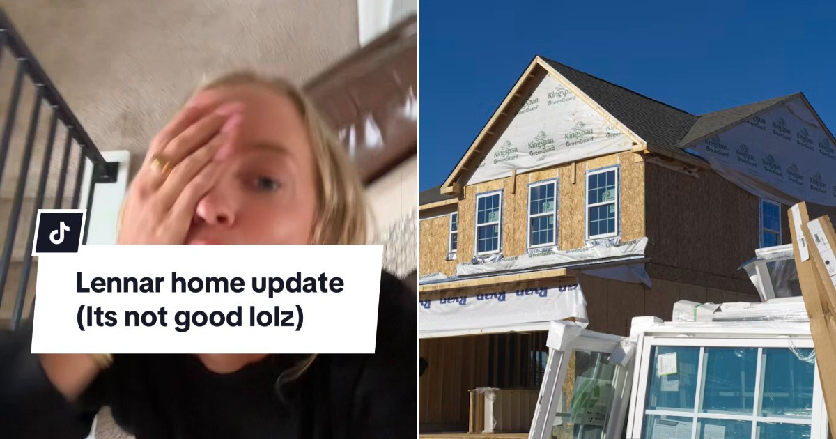 New construction home with visible wall cracks