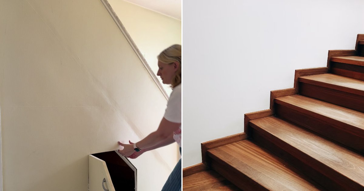 Wooden staircase with banister spindles