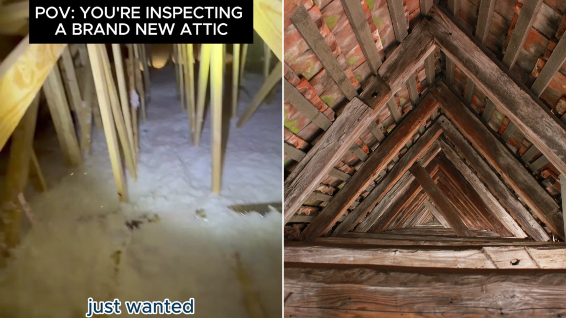 New construction attic inspection: creator cover beside a construction photo