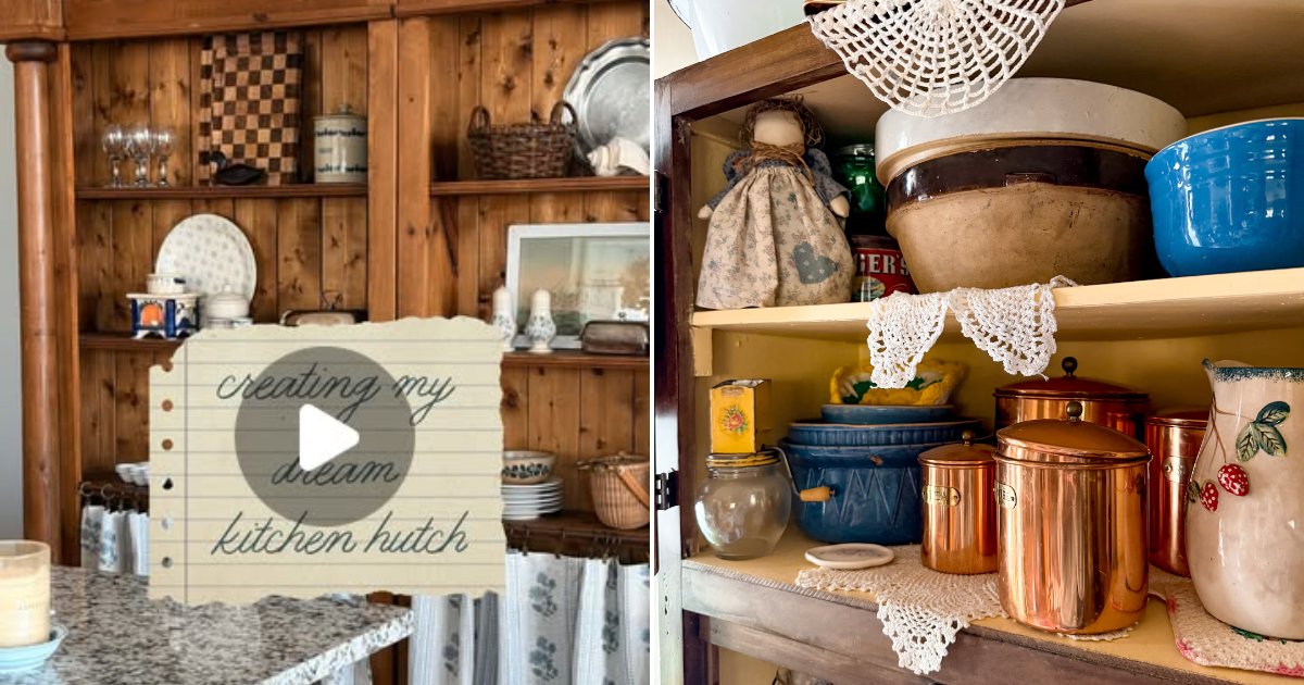 Hutch with vintage dishes