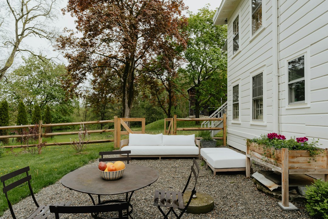 Backyard patio with seating area