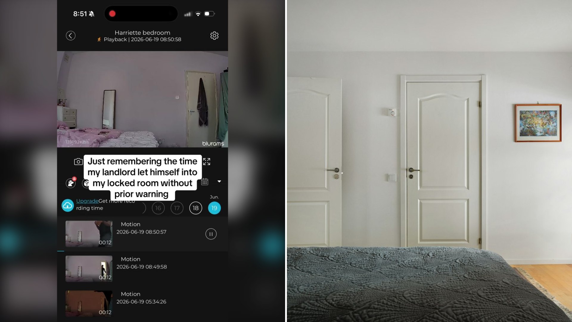 Renter Put a Camera in Her Room After Getting a Bad Feeling and It Proved Her Landlord Let Himself In Twice in One Morning