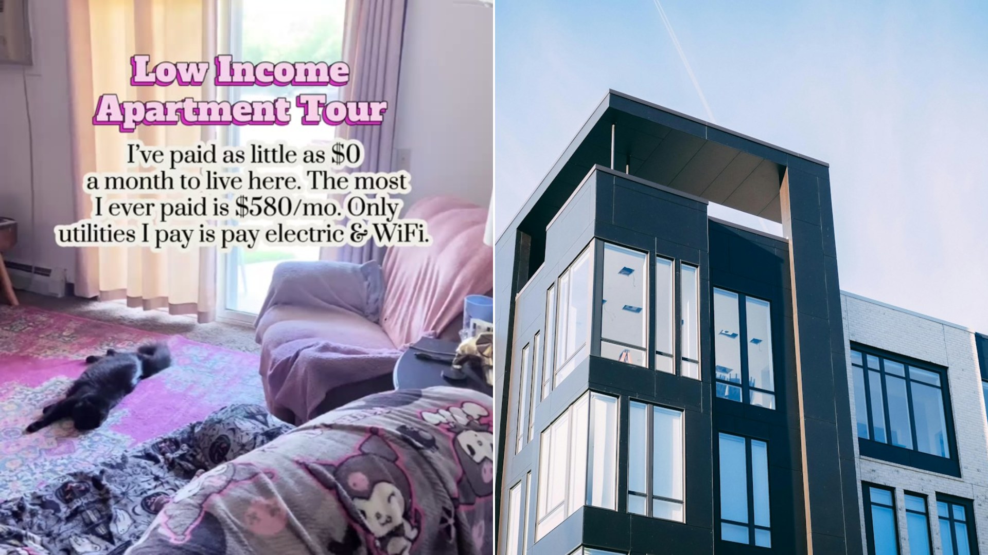 Income-based apartment story: creator cover beside an apartment photo