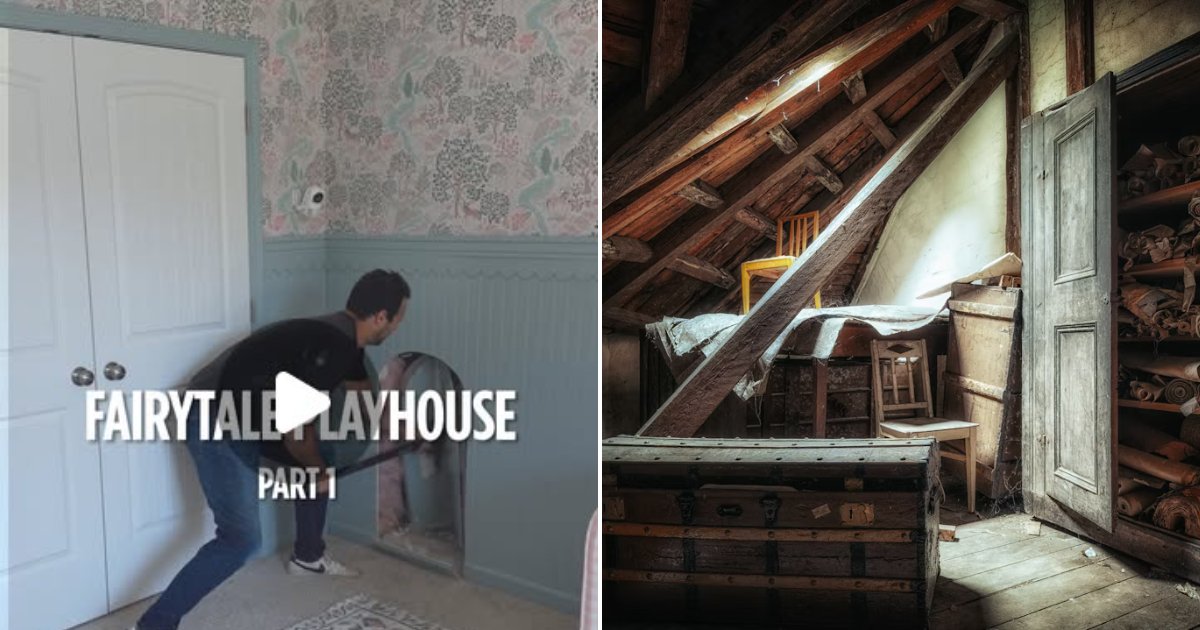 Old attic space under a sloped roof