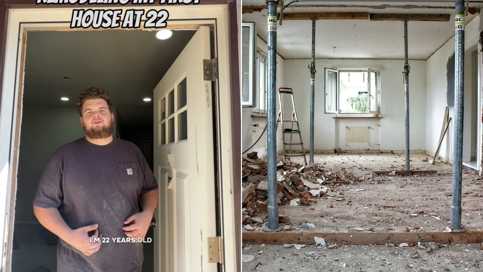 Twenty Two Year Old Quits His Full Time Job to Remodel His First House After Finding a Termite Eaten Wall and